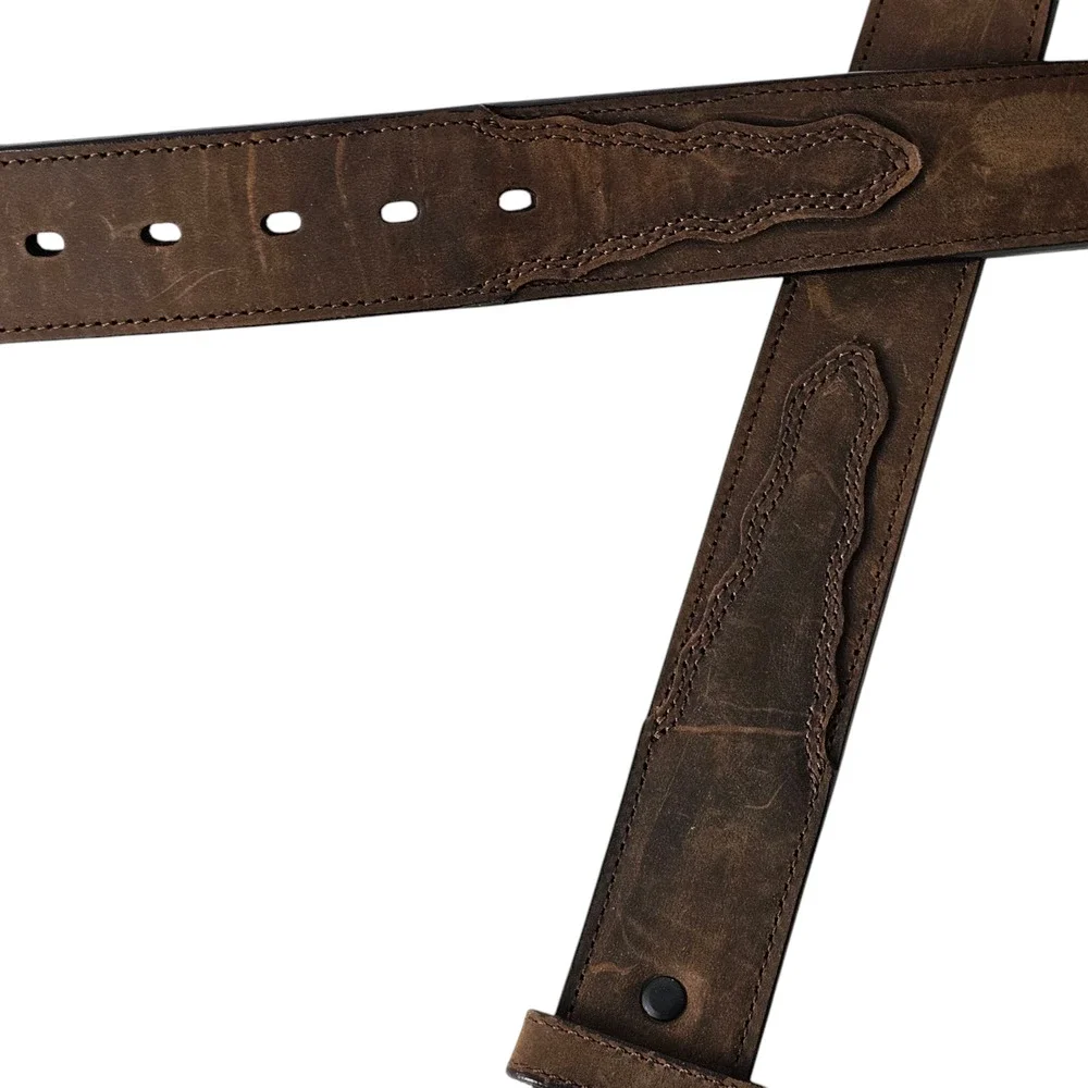 Nocona Belt Brown Leather overlay detailing size 40